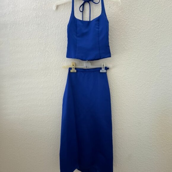 Blue Alfred Angelo Junior Bridesmaid Two-Piece Dress Size 8 - Picture 1 of 3